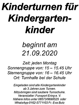 Banner Kleinkinderturnen 2. Gruppe